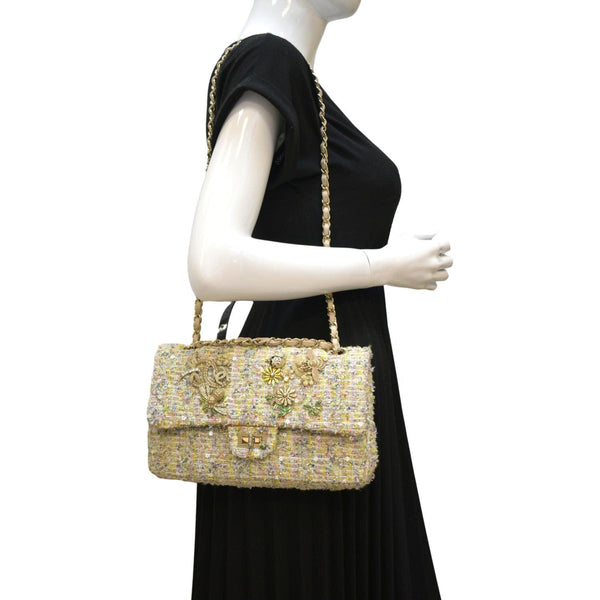 CHANEL Garden Party Flap Medium Tweed Shoulder Bag Pastel