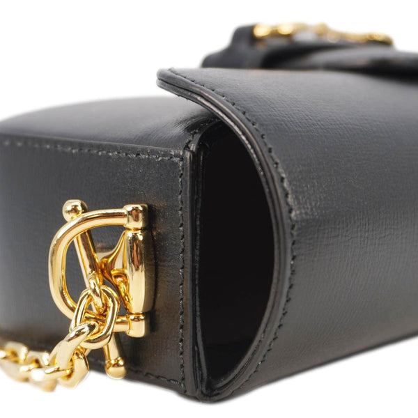 GUCCI Horsebit 1955 Small Leather Shoulder Bag Black 735178