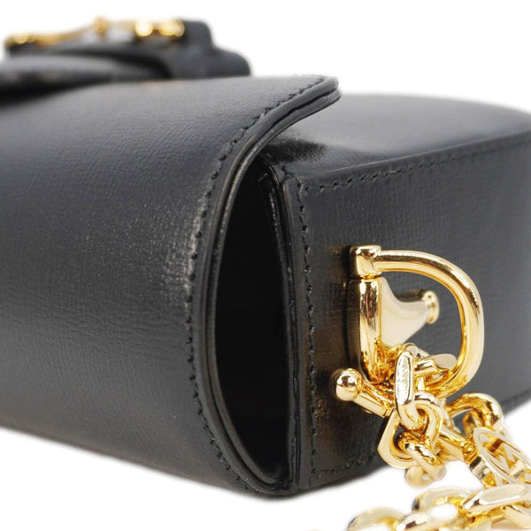 GUCCI Horsebit 1955 Small Leather Shoulder Bag Black 735178