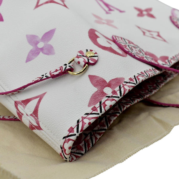 LOUIS VUITTON Giant Rose Neverfull MM Monogram Canvas Shoulder Bag White