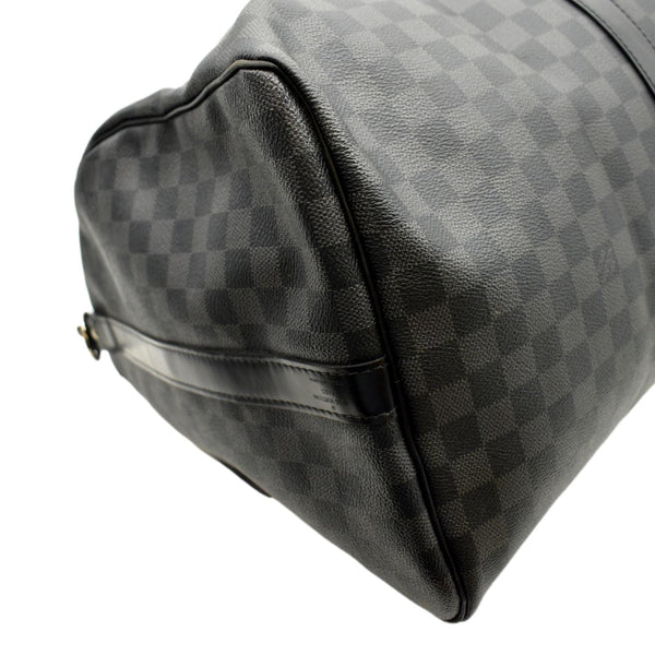 LOUIS VUITTON Keepall 55 Damier Graphite Bandouliere Travel Bag Black