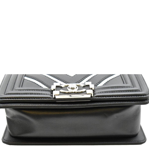 Chanel Boy Chevron Leather Holographic Crossbody Bag - Bottom
