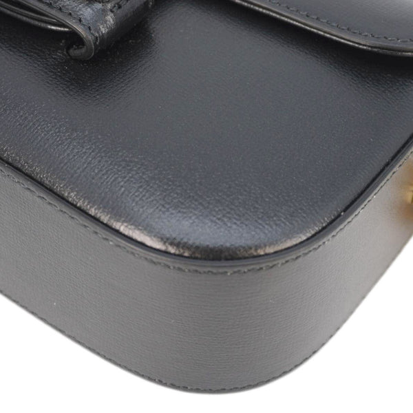 GUCCI Horsebit 1955 Small Leather Shoulder Bag Black 735178