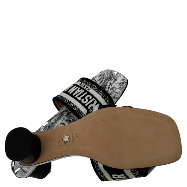 CHRISTIAN DIOR Dway Heeled Slide Embroidered Cotton Multicolor Size 36