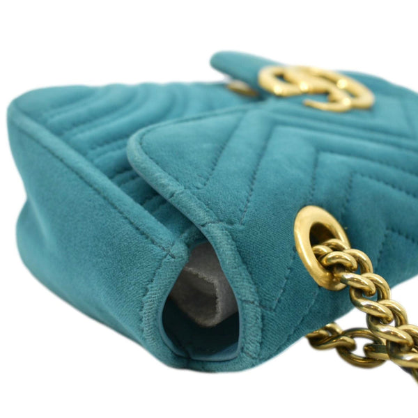 GUCCI GG Marmont Small Velvet Shoulder Bag - Turquoise
