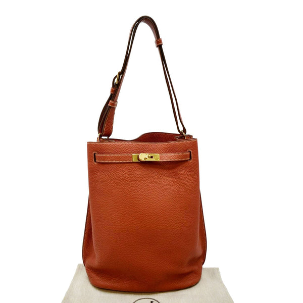 HERMES Togo So Kelly Leather Shoulder Bag Orange