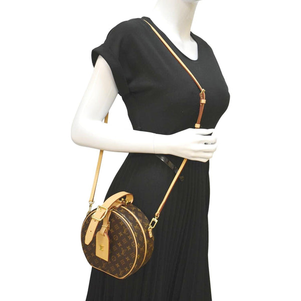 LOUIS VUITTON Petite Boite Chapeau Monogram Canvas Shoulder Bag Brown