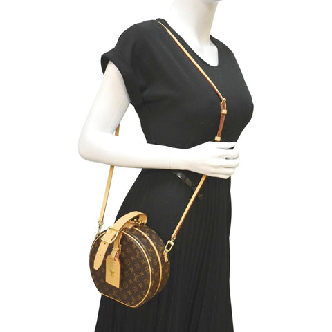 LOUIS VUITTON Petite Boite Chapeau Monogram Canvas Shoulder Bag Brown