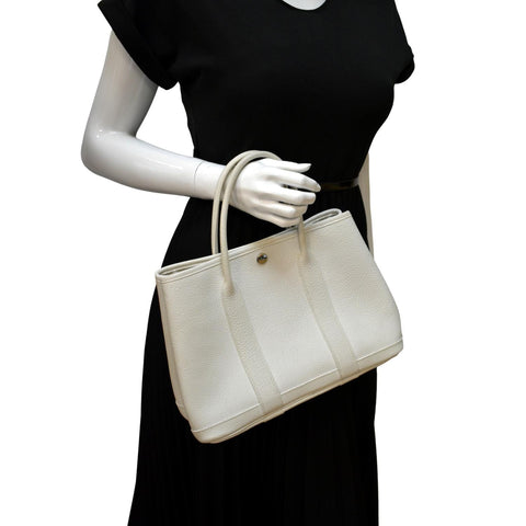HERMES Garden Party Leather Tote Bag White