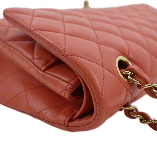 CHANEL Classic Medium Double Flap Quilted Leather Shoulder Bag Red