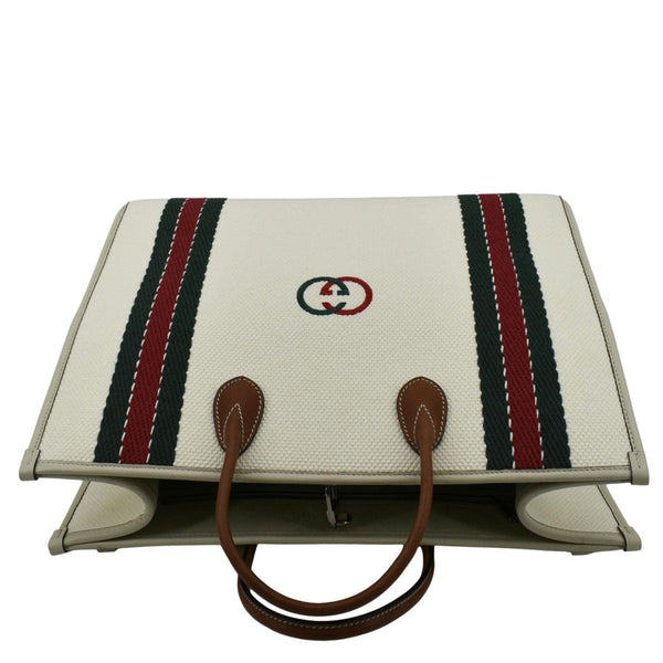 GUCCI GG Interlocking Canvas Web Shoulder Bag White 701733