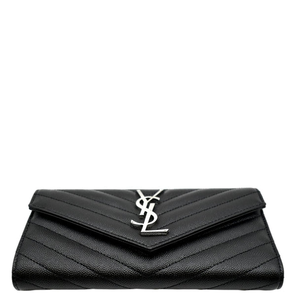 YVES SAINT LAURENT Monogram Grain De Poudre Leather Wallet Black