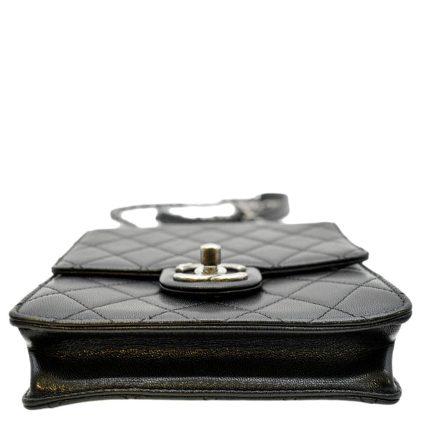 CHANEL Chic Pearls Flap Quilted Calfskin Leather Shoulder Bag Black