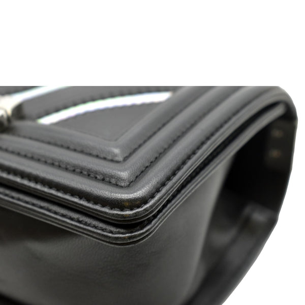 Chanel Boy Chevron Leather Holographic Crossbody Bag - Bottom Right