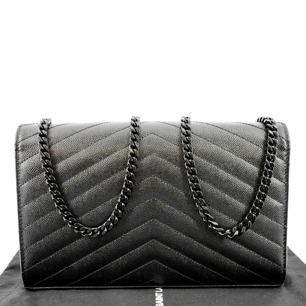 YVES SAINT LAURENT Cassandre Matelasse Chain Wallet Crossbody Bag Black