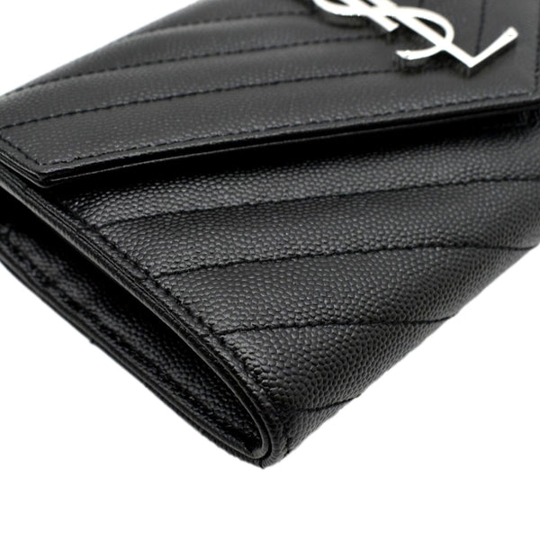 YVES SAINT LAURENT Monogram Grain De Poudre Leather Wallet Black
