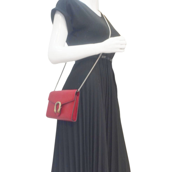 GUCCI Dionysus Mini Calfskin Leather Wallet on Chain Red 401231