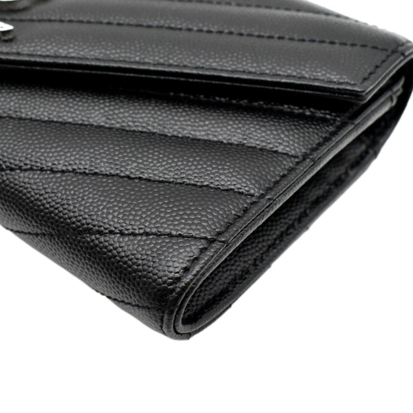 YVES SAINT LAURENT Monogram Grain De Poudre Leather Wallet Black
