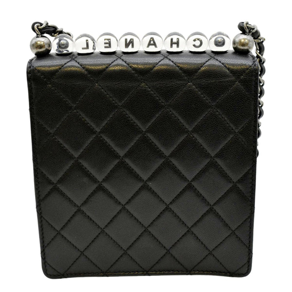CHANEL Chic Pearls Flap Quilted Calfskin Leather Shoulder Bag Black