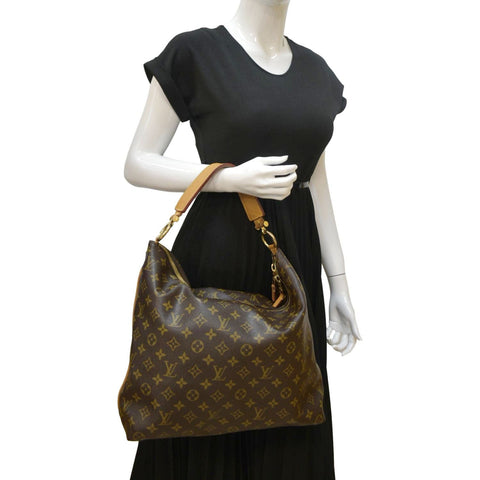 LOUIS VUITTON Sully MM Monogram Canvas Shoulder Bag Brown