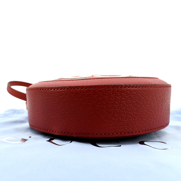 GUCCI Ophidia Apple Round GG Supreme Monogram Canvas Crossbody Bag Red 625216