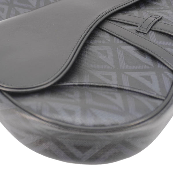 CHRISTIAN DIOR Diamond Canvas Saddle Crossbody Bag Black
