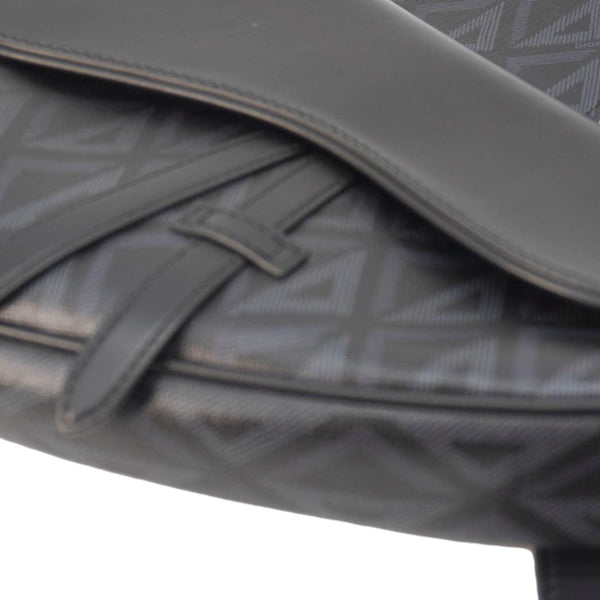 CHRISTIAN DIOR Diamond Canvas Saddle Crossbody Bag Black