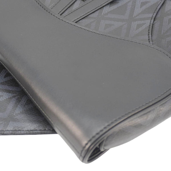 CHRISTIAN DIOR Diamond Canvas Saddle Crossbody Bag Black