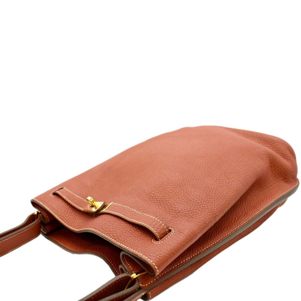 HERMES Togo So Kelly Leather Shoulder Bag Orange