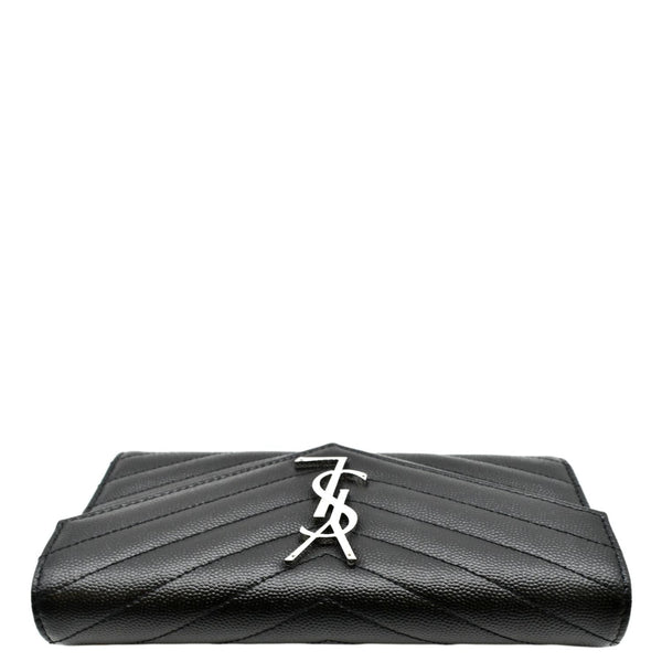 YVES SAINT LAURENT Monogram Grain De Poudre Leather Wallet Black