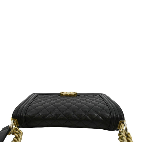 CHANEL Medium Boy Flap Caviar Quilted Leather Shoulder Bag Black