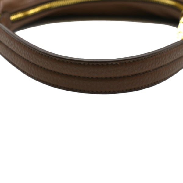 PRADA Logo Leather Hobo Bag Tan