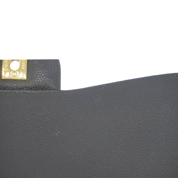 CHANEL Classic Jumbo Double Flap Quilted Caviar Leather Shoulder Bag Black