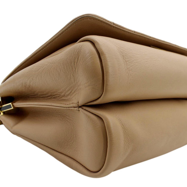 FENDI Claudia Pequin Embossed Leather Crossbody Bag Beige