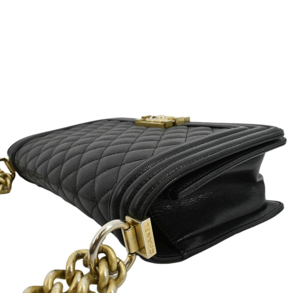 CHANEL Medium Boy Flap Caviar Quilted Leather Shoulder Bag Black