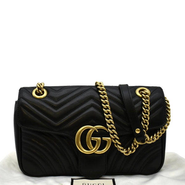 GUCCI GG Marmont Small Matelasse Leather Crossbody Bag Black 443497