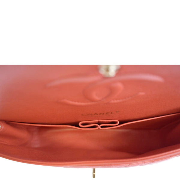 CHANEL Classic Medium Double Flap Quilted Leather Shoulder Bag Red