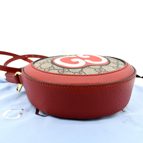 GUCCI Ophidia Apple Round GG Supreme Monogram Canvas Crossbody Bag Red 625216