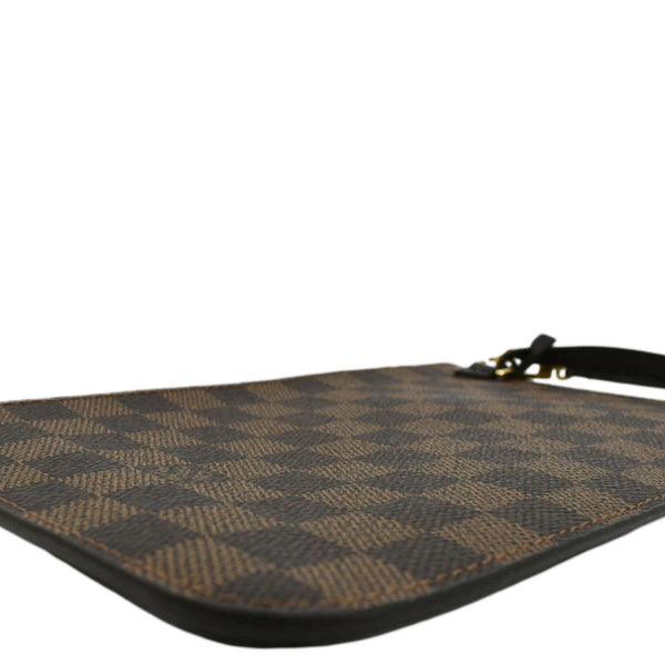 LOUIS VUITTON Neverfull Damier Ebene Pochette Wristlet Pouch Rose Ballerine