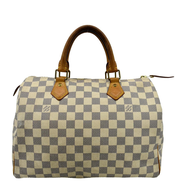 LOUIS VUITTON Speedy 30 Damier Azur Satchel Bag White