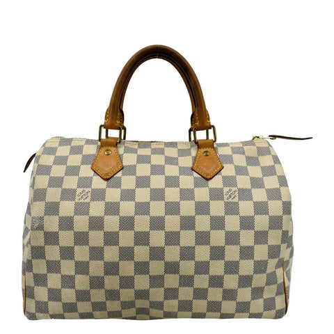 LOUIS VUITTON Speedy 30 Damier Azur Satchel Bag White