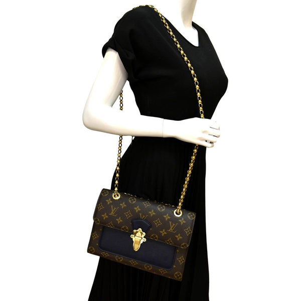 LOUIS VUITTON Victoire Monogram Canvas Crossbody Bag Navy Blue