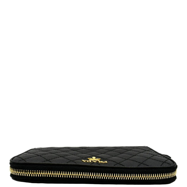 PRADA Zip Around Leather & Nylon Wallet Black