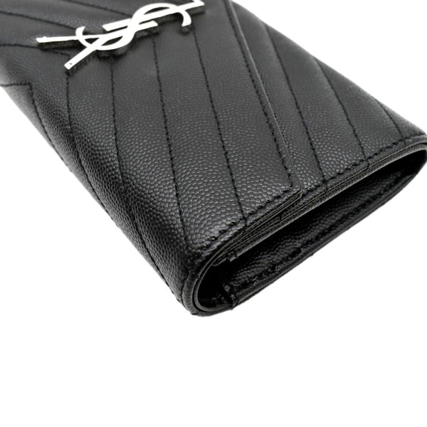 YVES SAINT LAURENT Monogram Grain De Poudre Leather Wallet Black