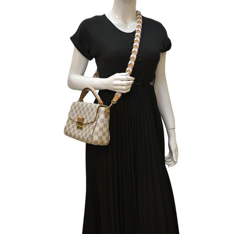 LOUIS VUITTON Croisette Damier Azur Satchel Crossbody Bag White