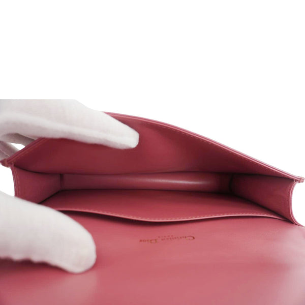 CHRISTIAN DIOR Lady Dior Patent Cannage Leather Chain Pouch Bag Pink