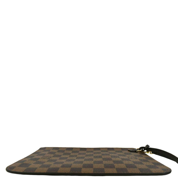 LOUIS VUITTON Neverfull Damier Ebene Pochette Wristlet Pouch Rose Ballerine