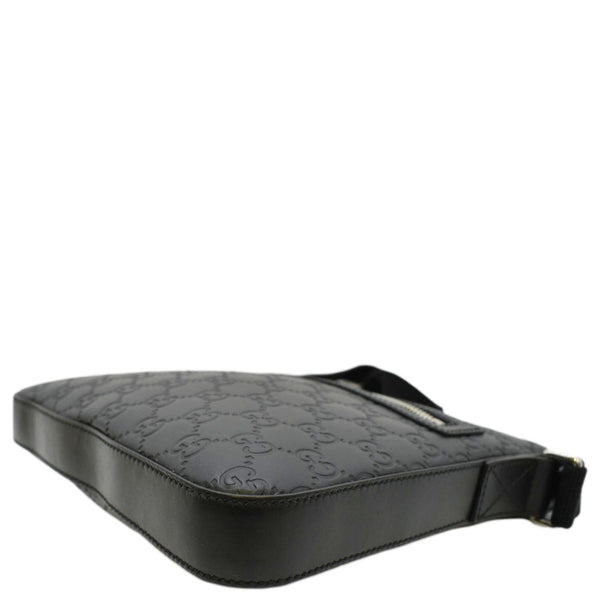 GUCCI GG Signature Leather Messenger Bag Black 406410