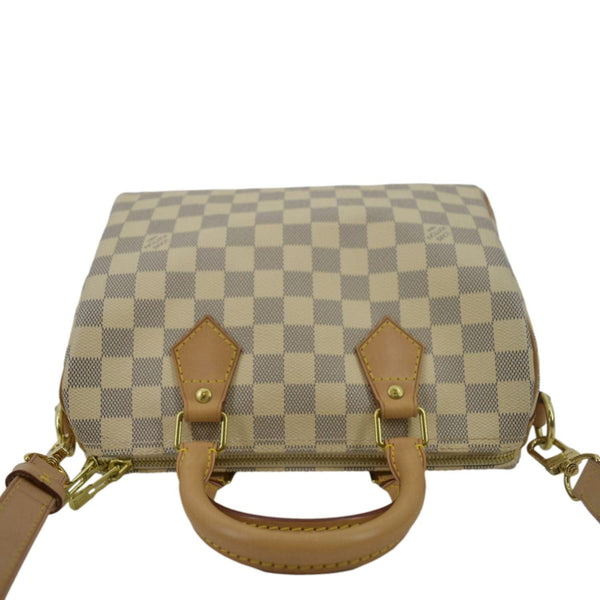 LOUIS VUITTON Speedy 25 Bandouliere Damier Azur Satchel Bag White