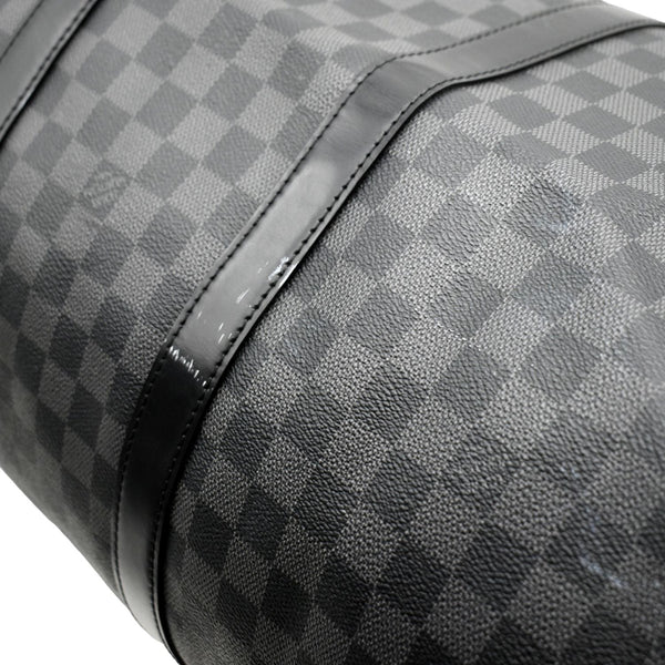 LOUIS VUITTON Keepall 55 Damier Graphite Bandouliere Travel Bag Black